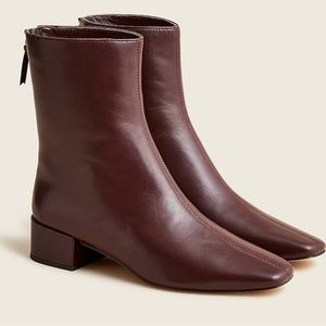 j crew roxie center seam ankle boots in burgundy leather